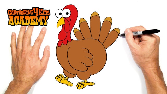 How to Draw a Cartoon Turkey | Beginners Lesson