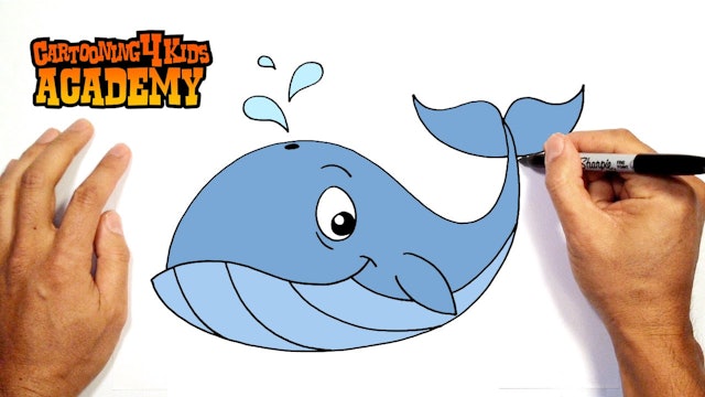 How to Draw a Cartoon Whale | Beginners Lesson