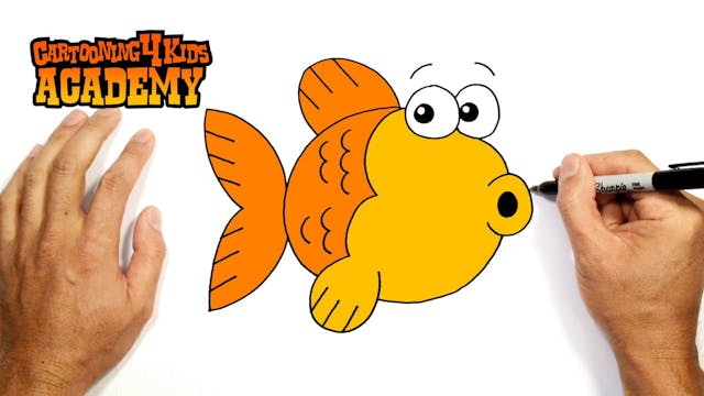 How to Draw a Cartoon Goldfish | Begi...