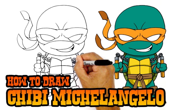 How to Draw Chibi Michelangelo | Teenage Mutant Ninja Turtles