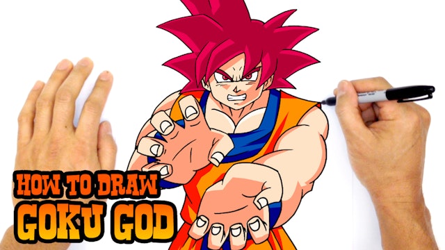 How to Draw Goku Super Saiyan God | Dragon Ball Z