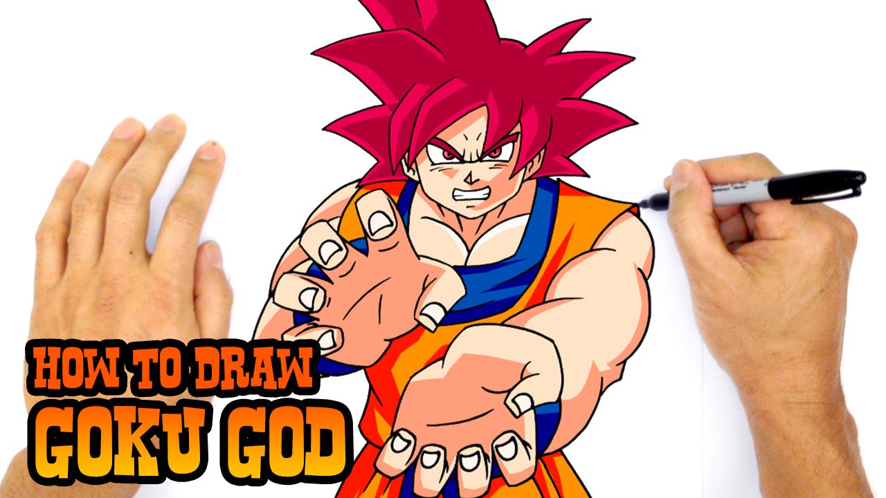 Drawing Goku Super Saiyan GOD 