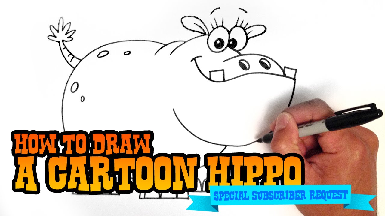 How to Draw a Cartoon Hippo