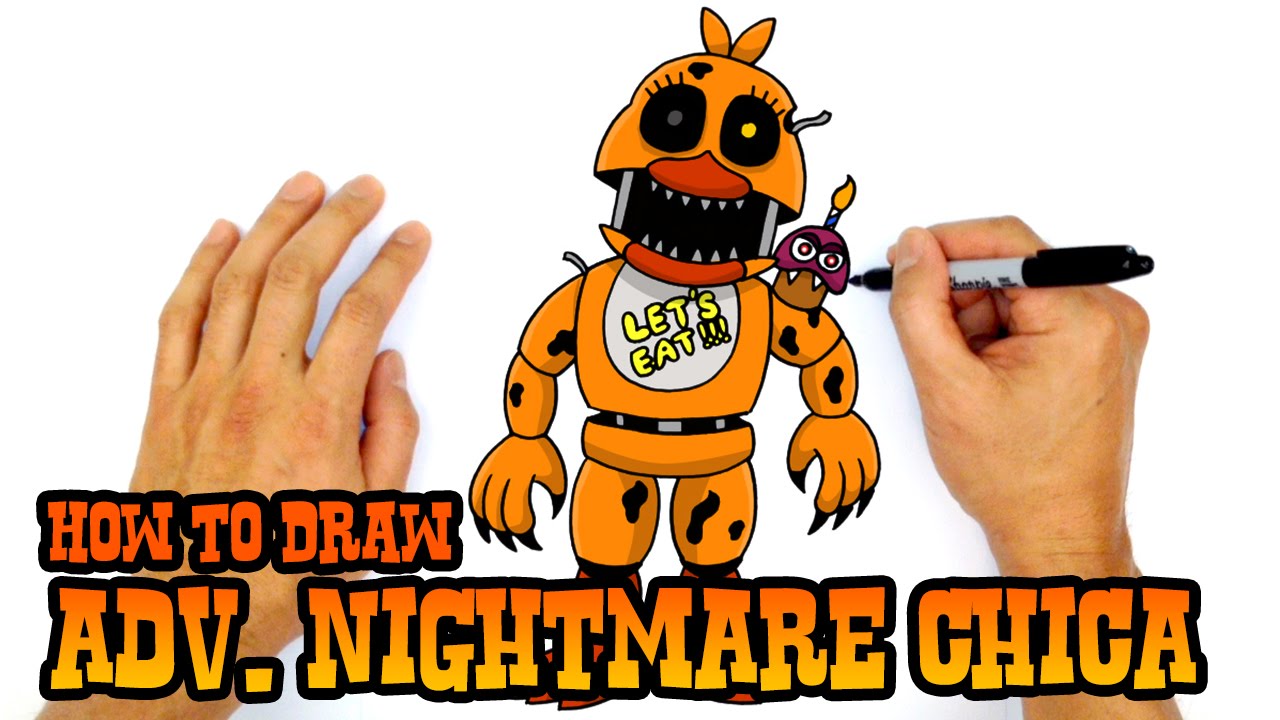 How to Draw Adventure Nightmare Chica | FNAF World