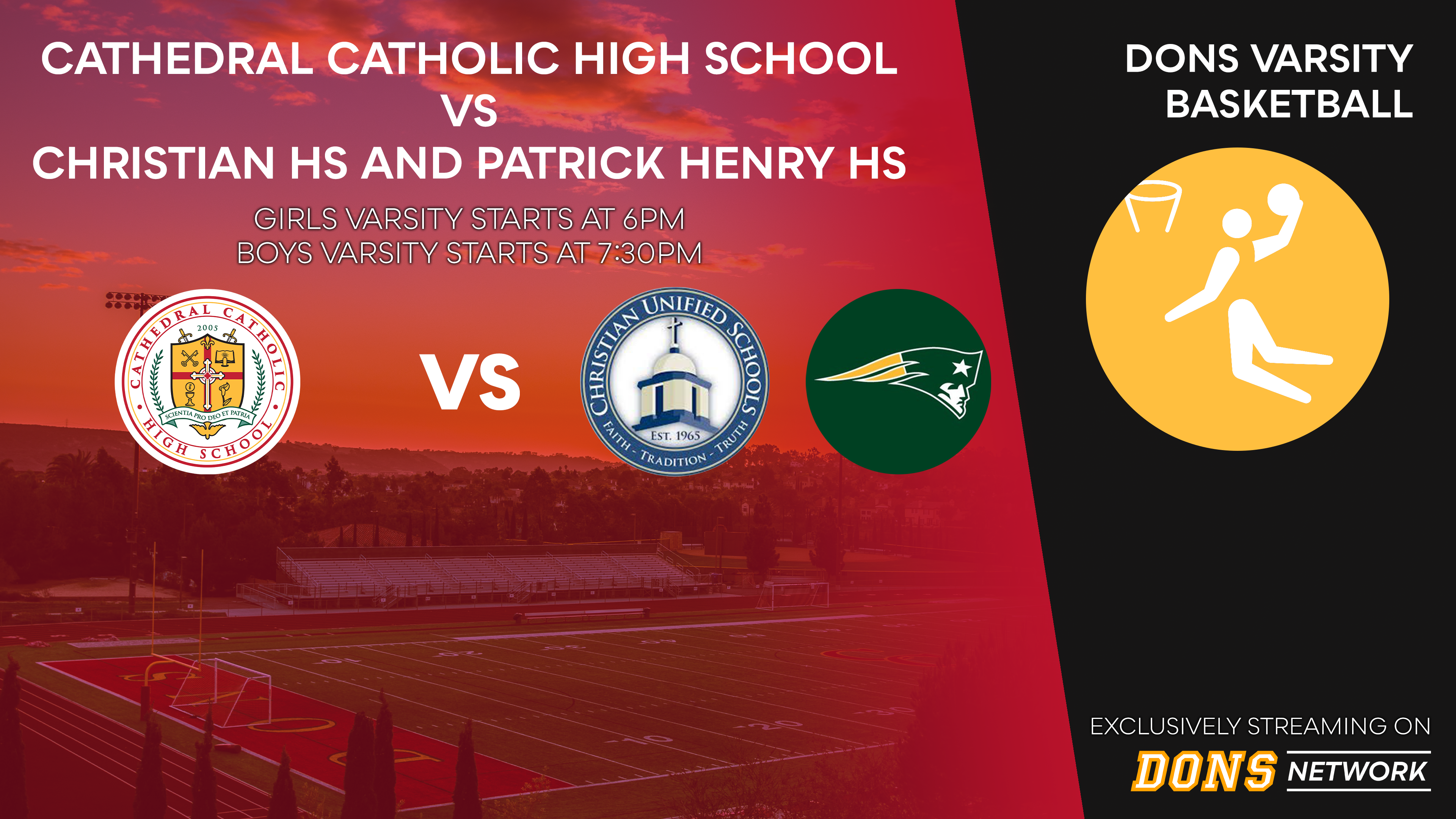 Dons Varsity Basketball VS Christian & Patrick Henry