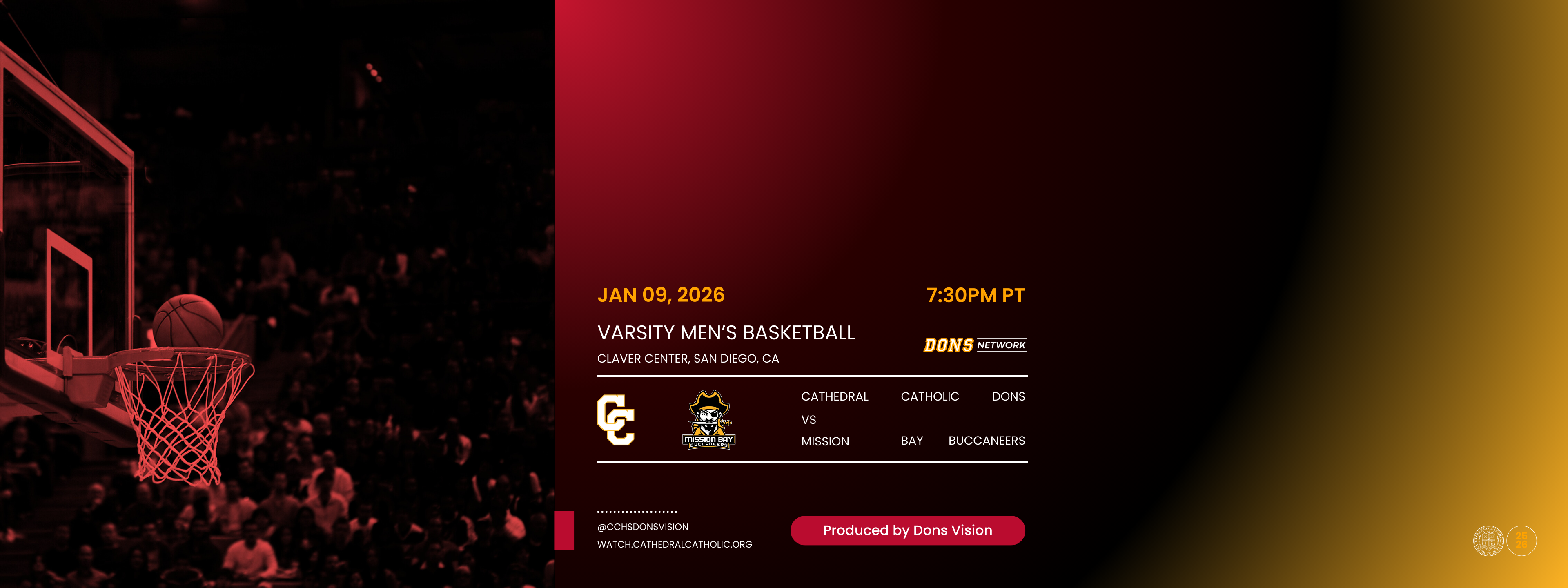 CCHS vs Mission Bay - Varsity Men's Basketball (Jan 9, 2026)