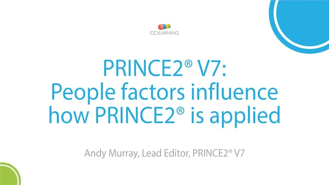 2.3 People factors influence how PRINCE2 is applied