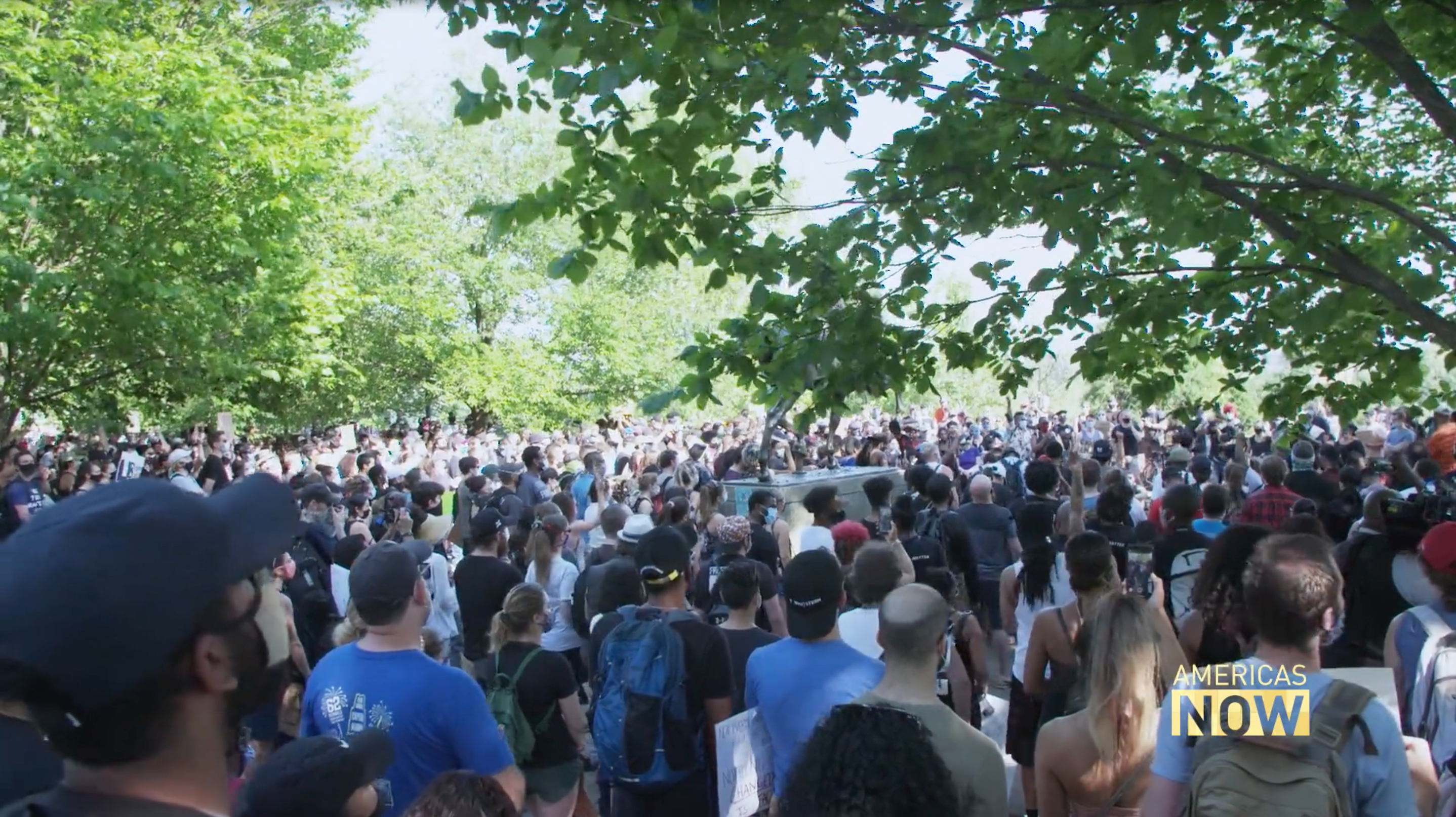 Demonstrators gather at the Malcolm X Park in Washington D.C. to protest