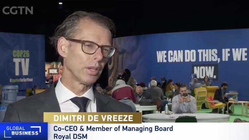 Dimitri de Vreeze Co-CEO of Royal DSM speaks to CGTN Europe #COP26