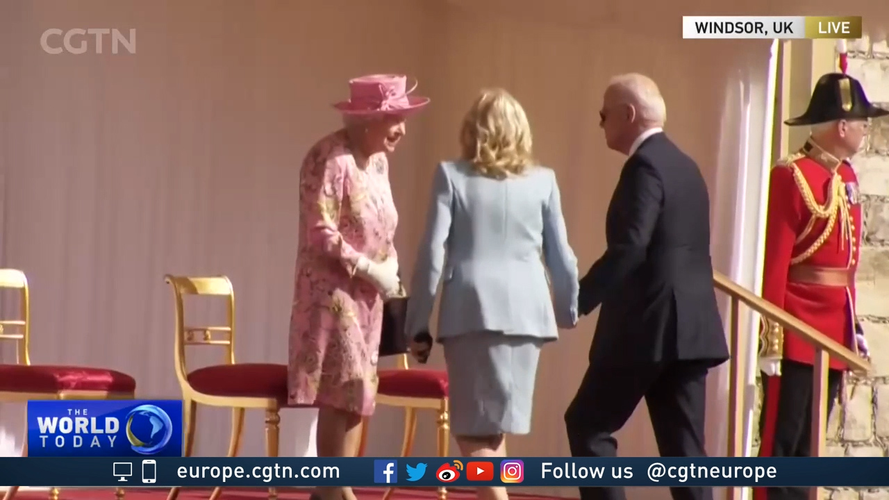 President Joe Biden and First Lady Jill Biden join the Queen following G7