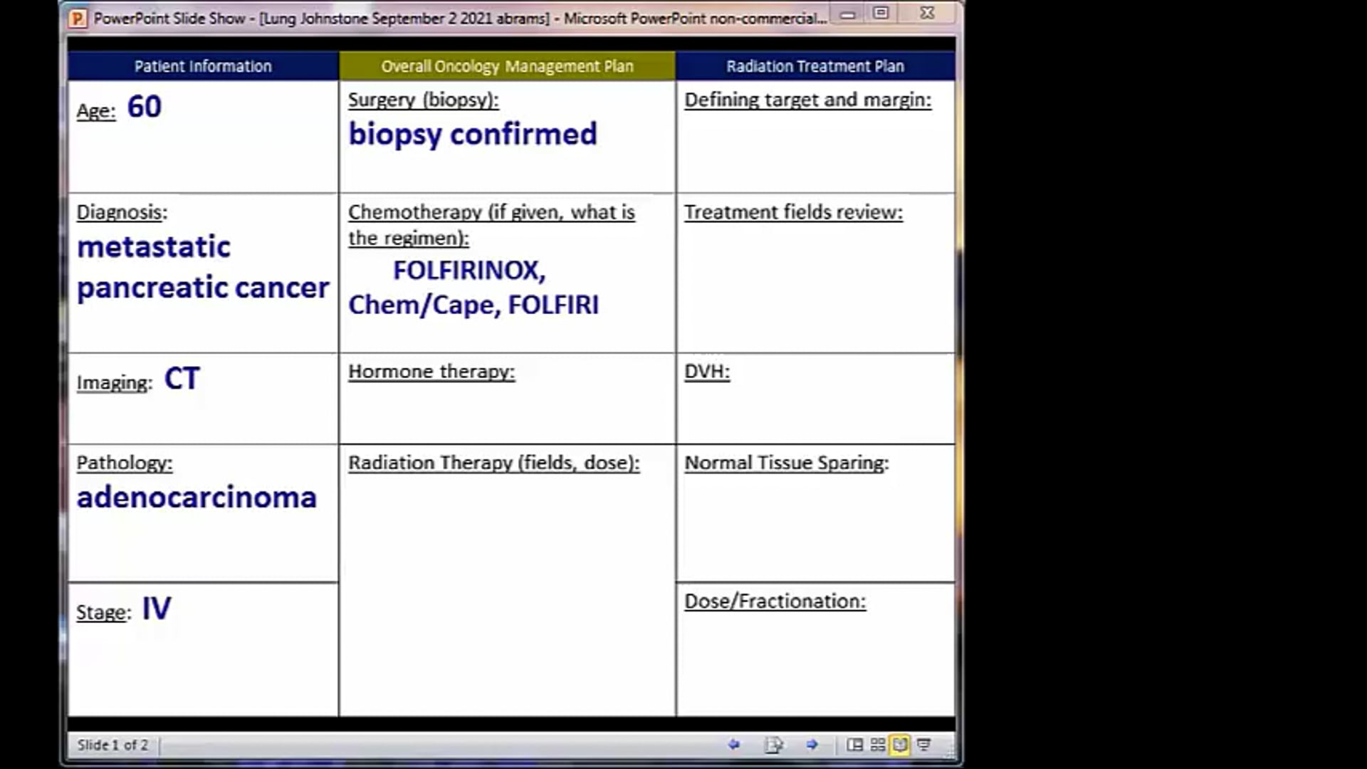 09/02/2021 - Dr. Candice Johnstone - Radiation Oncology - US Lung