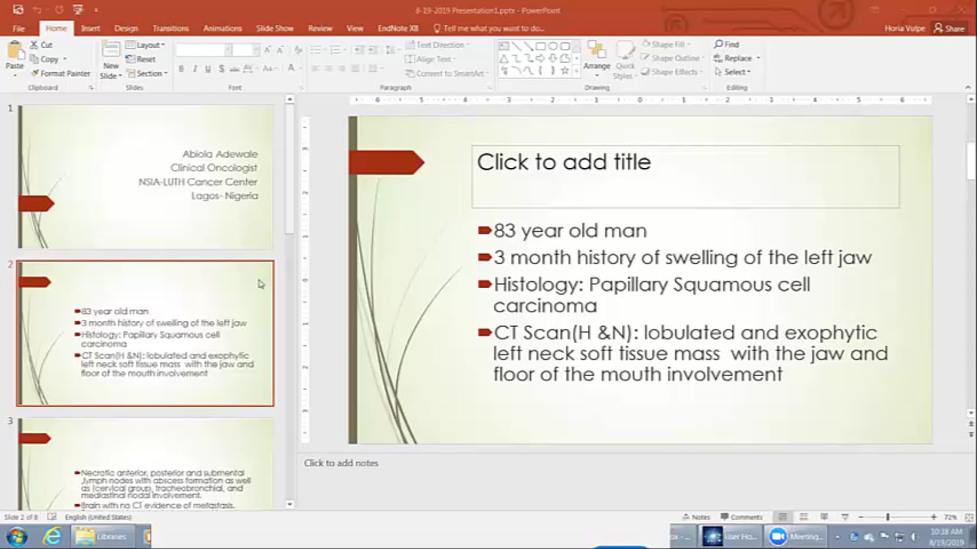 08/19/19 - Dr. Horia Vulpe - Radiation Oncology - Head and Neck Africa