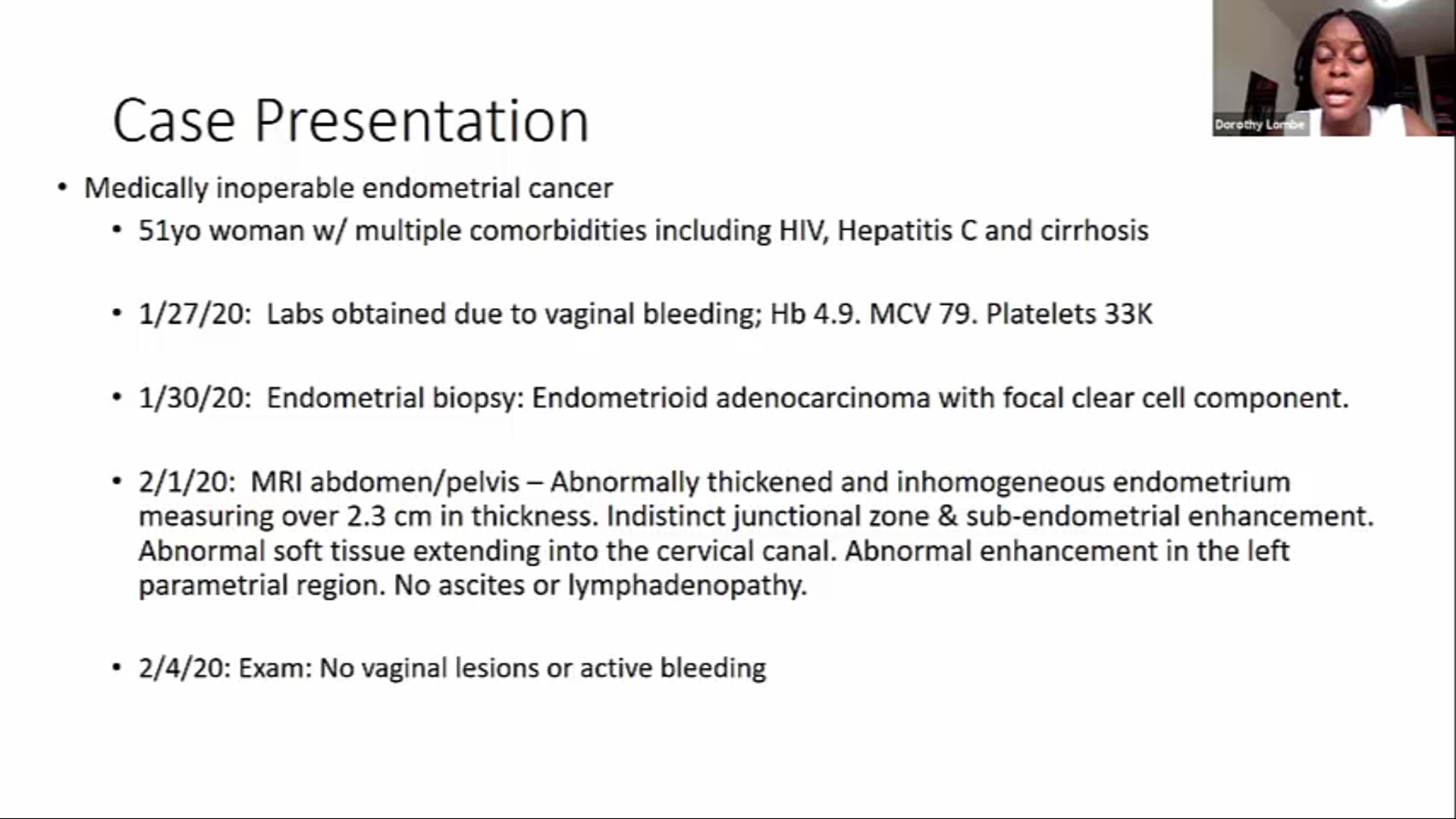 10/07/20 - Dr. Dorothy Lombe - Radiation Oncology - GYN Africa