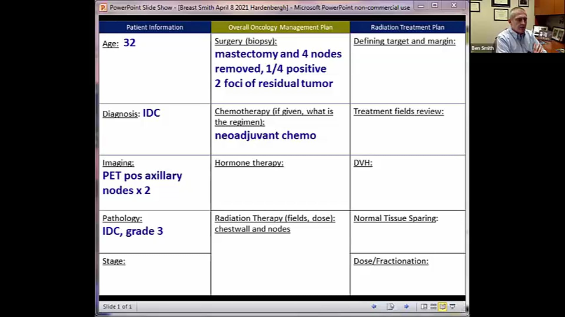 04/08/21 - Dr. Benjamin Smith - Radiation Oncology - Breast