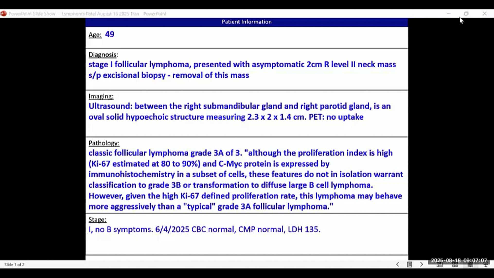 08/18/2025 - Dr. Chirayu Patel - Radiation Oncology - Lymphoma