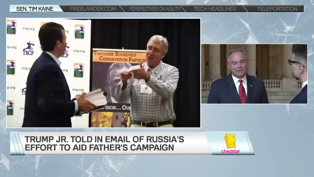 Sen. Kaine Clarifies “Treason” Comment on Trump Jr.
