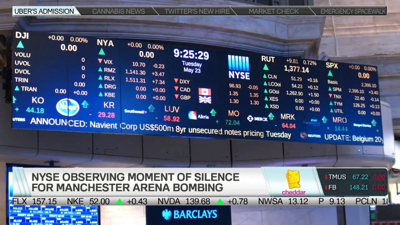 NYSE Holds Moment of Silence for Manchester Arena Bombing Victims