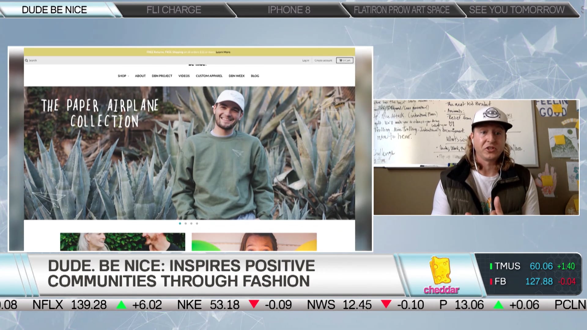 Brent Camalich, Founder & CEO, Dude. Be Nice joins Cheddar to discuss DBN project