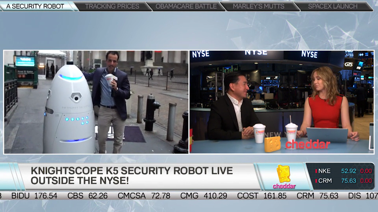 Knightscope Shows Off Its K5 Security Robot at the NYSE