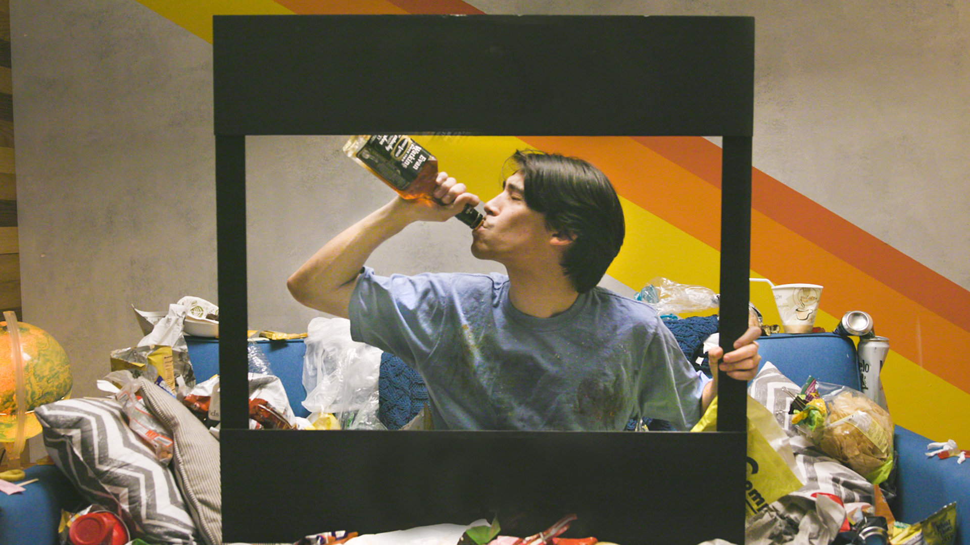 A Video with Text on Top and Bottom