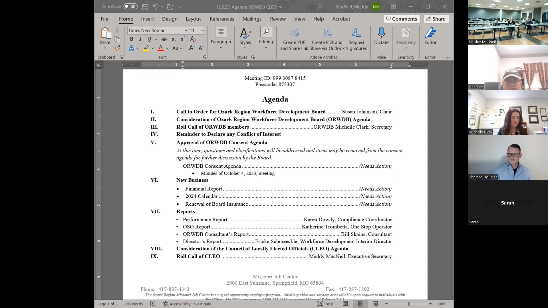 CLEO & ORWDB Meeting - December 6, 2023