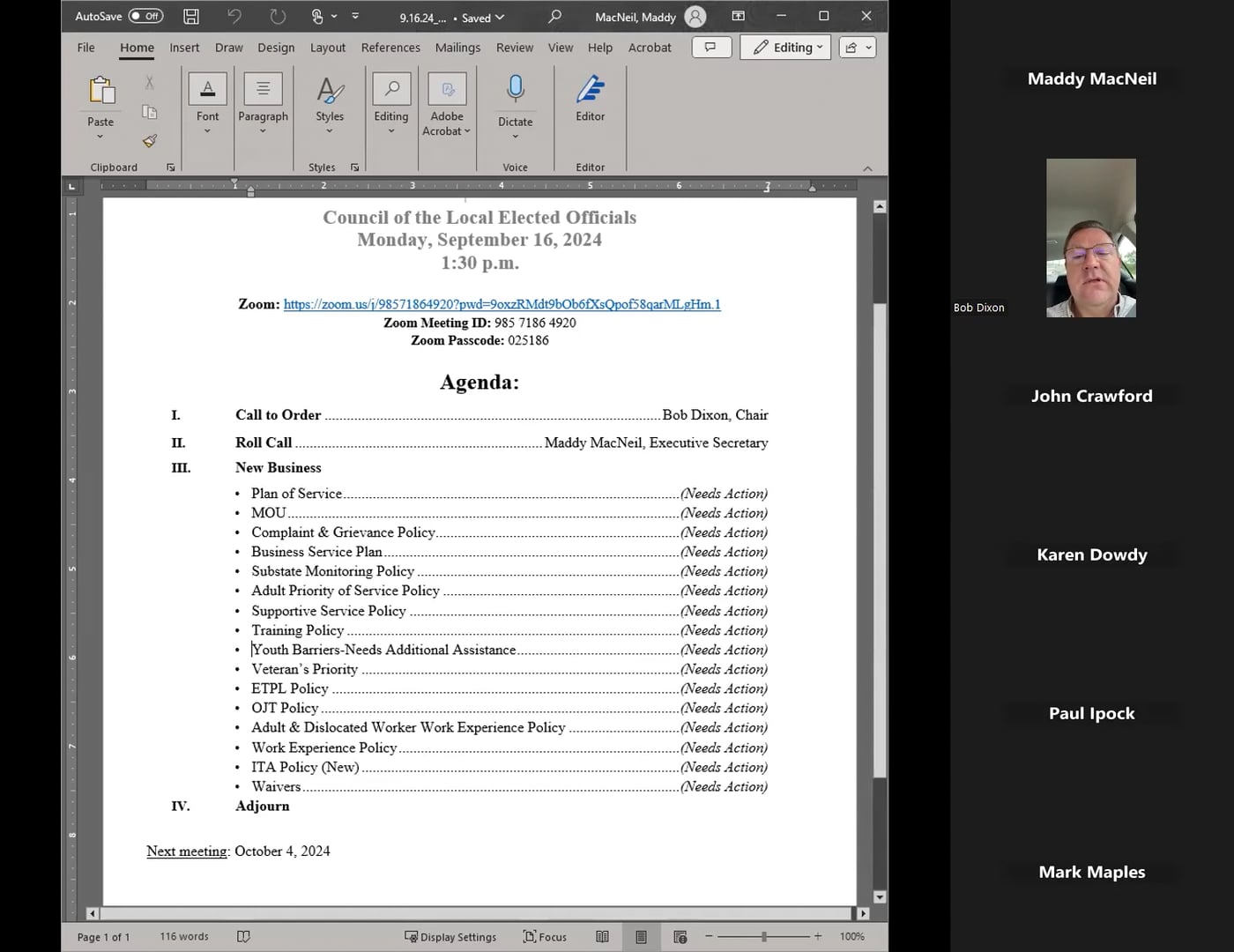 CLEO Meeting - September 16, 2024