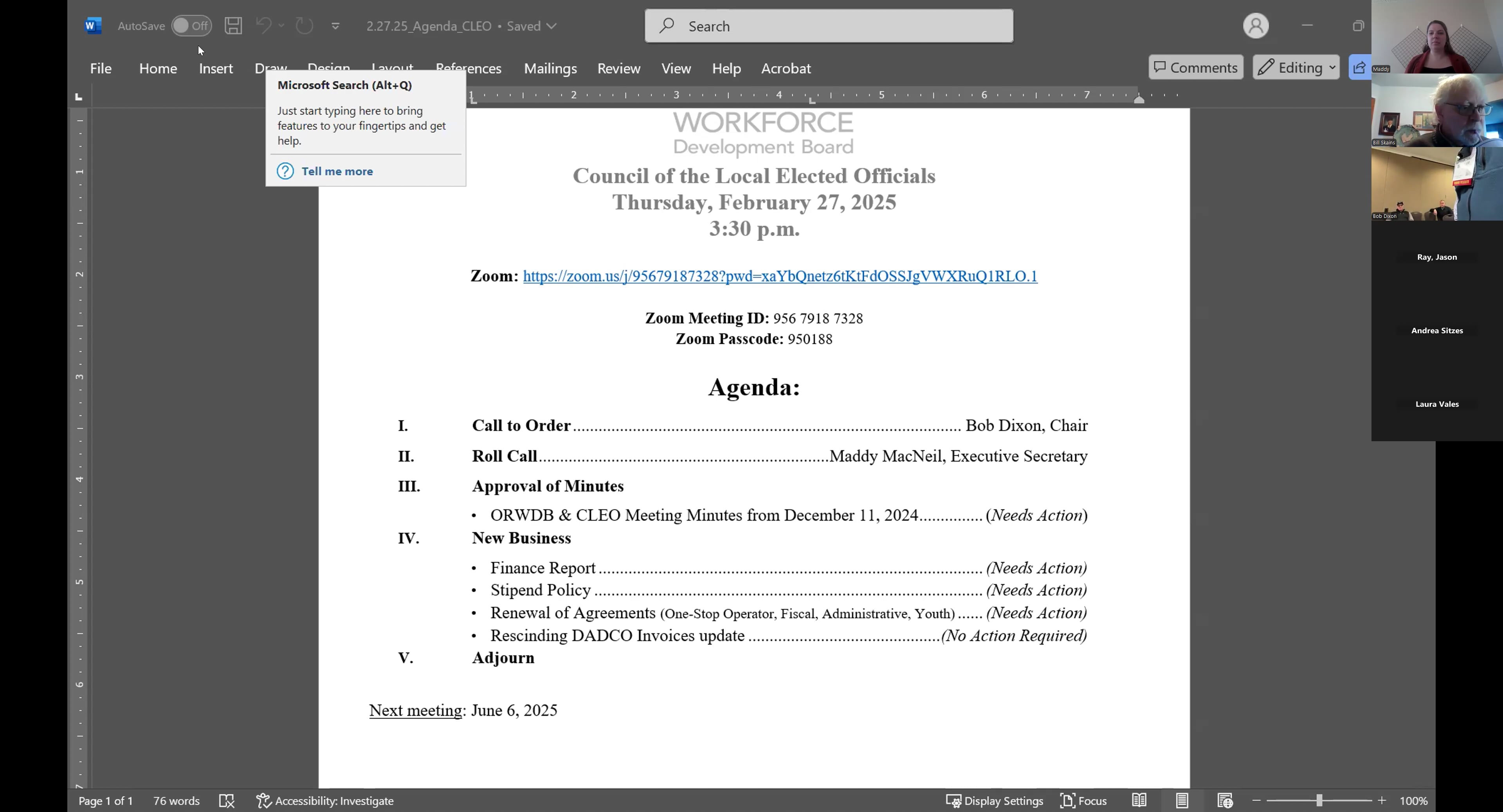 CLEO Meeting - February 27, 2025