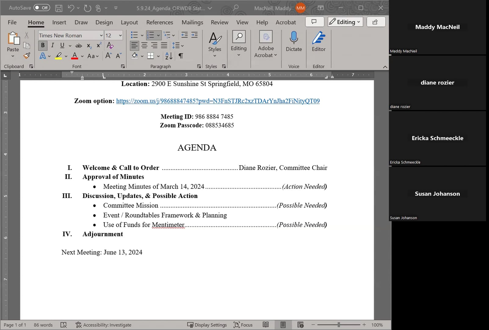 State of the Workforce Committee Meeting - May 9, 2024