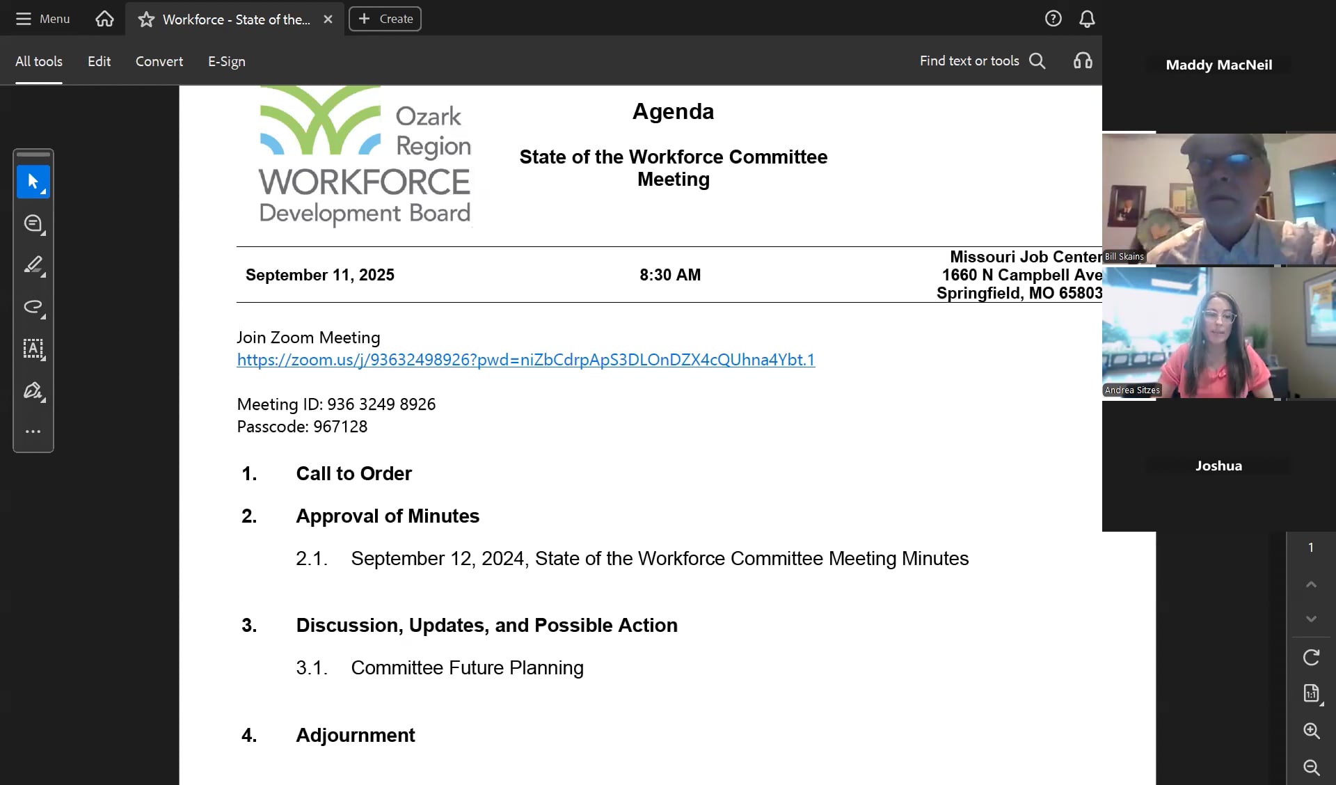State of the Workforce Committee Meeting - September 11, 2025