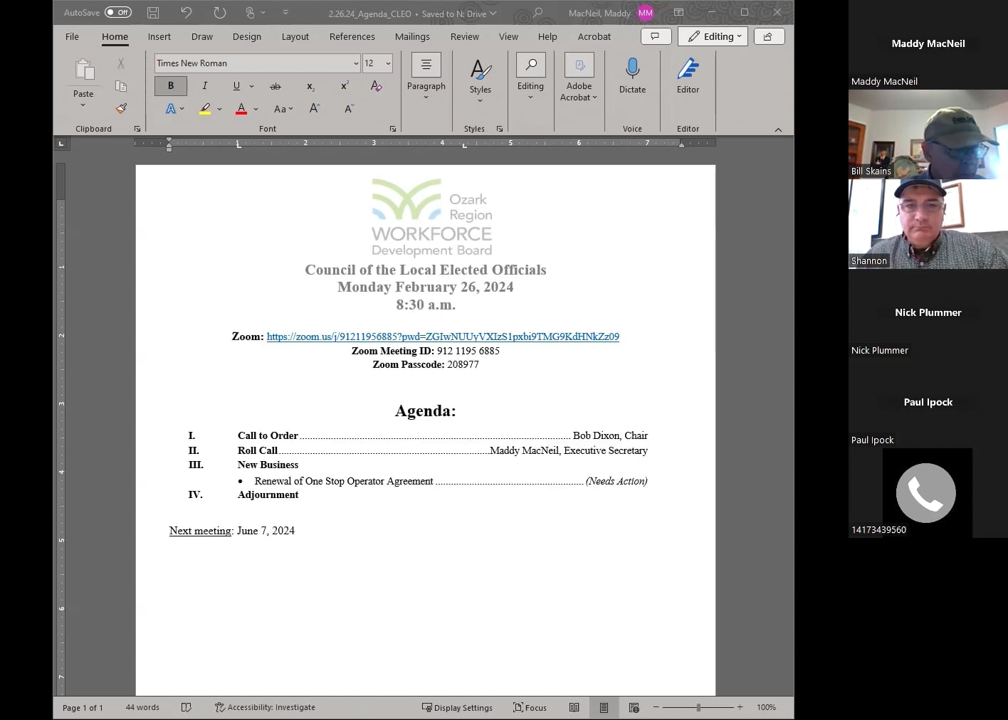 CLEO Meeting - February 26, 2024