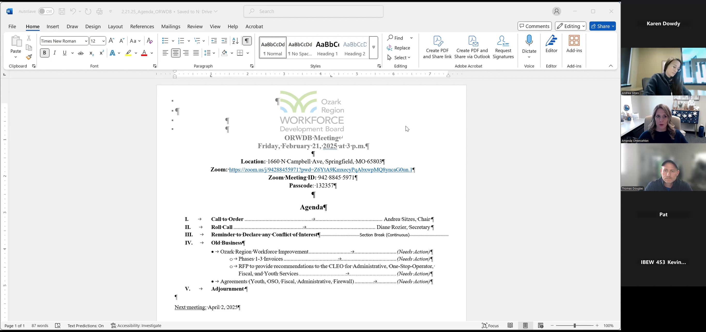 ORWDB Meeting - February 21, 2025