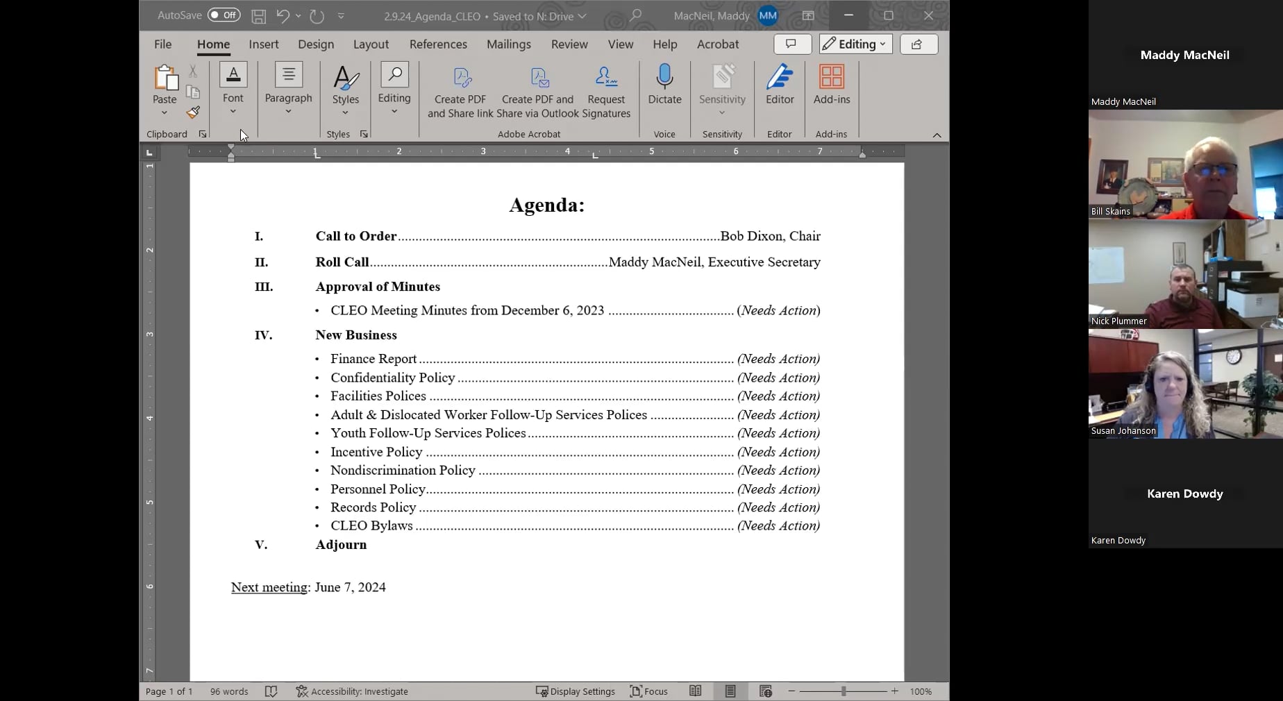 CLEO Meeting - February 9, 2024