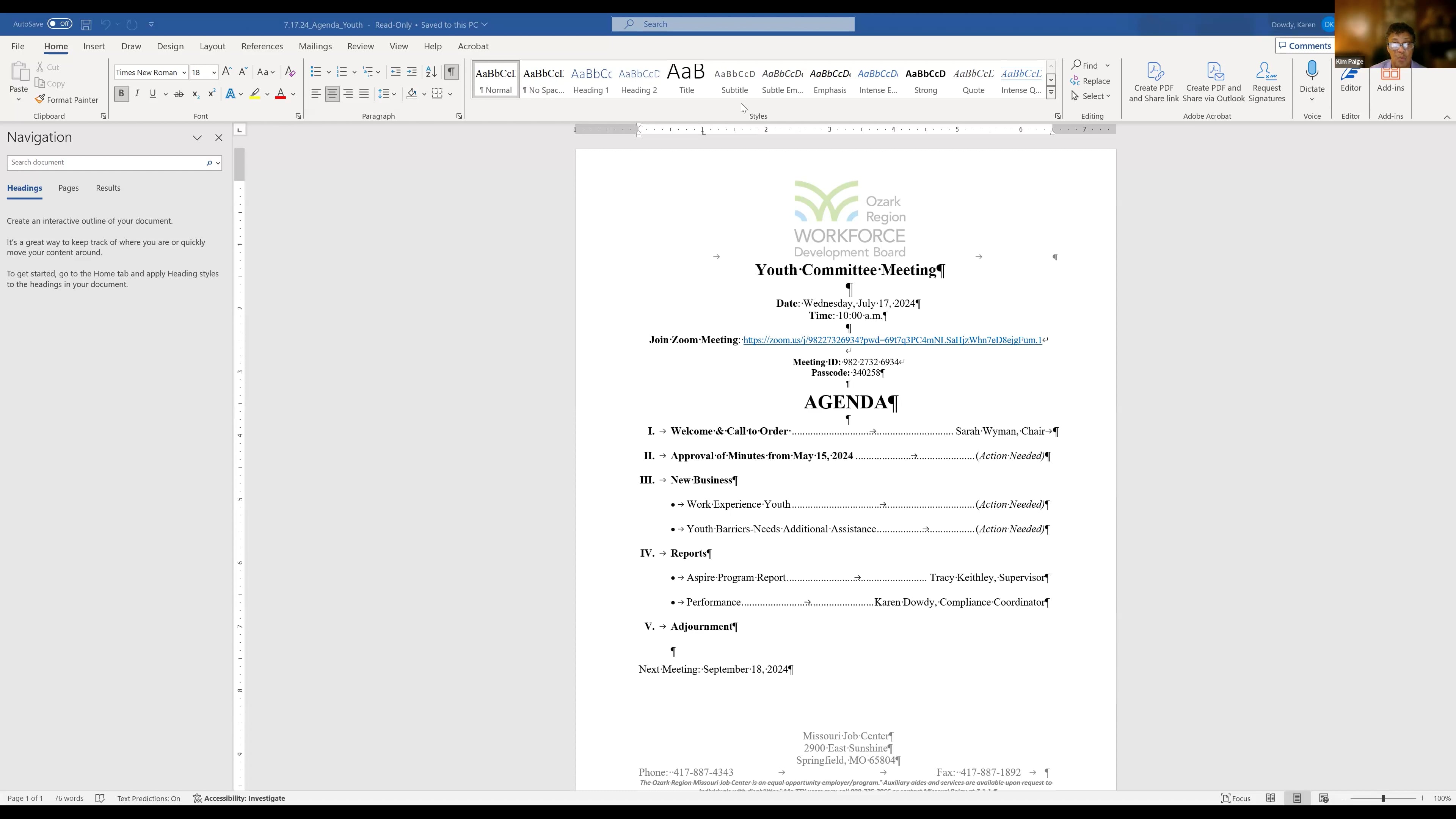 Youth Committee Meeting - July 17, 2024