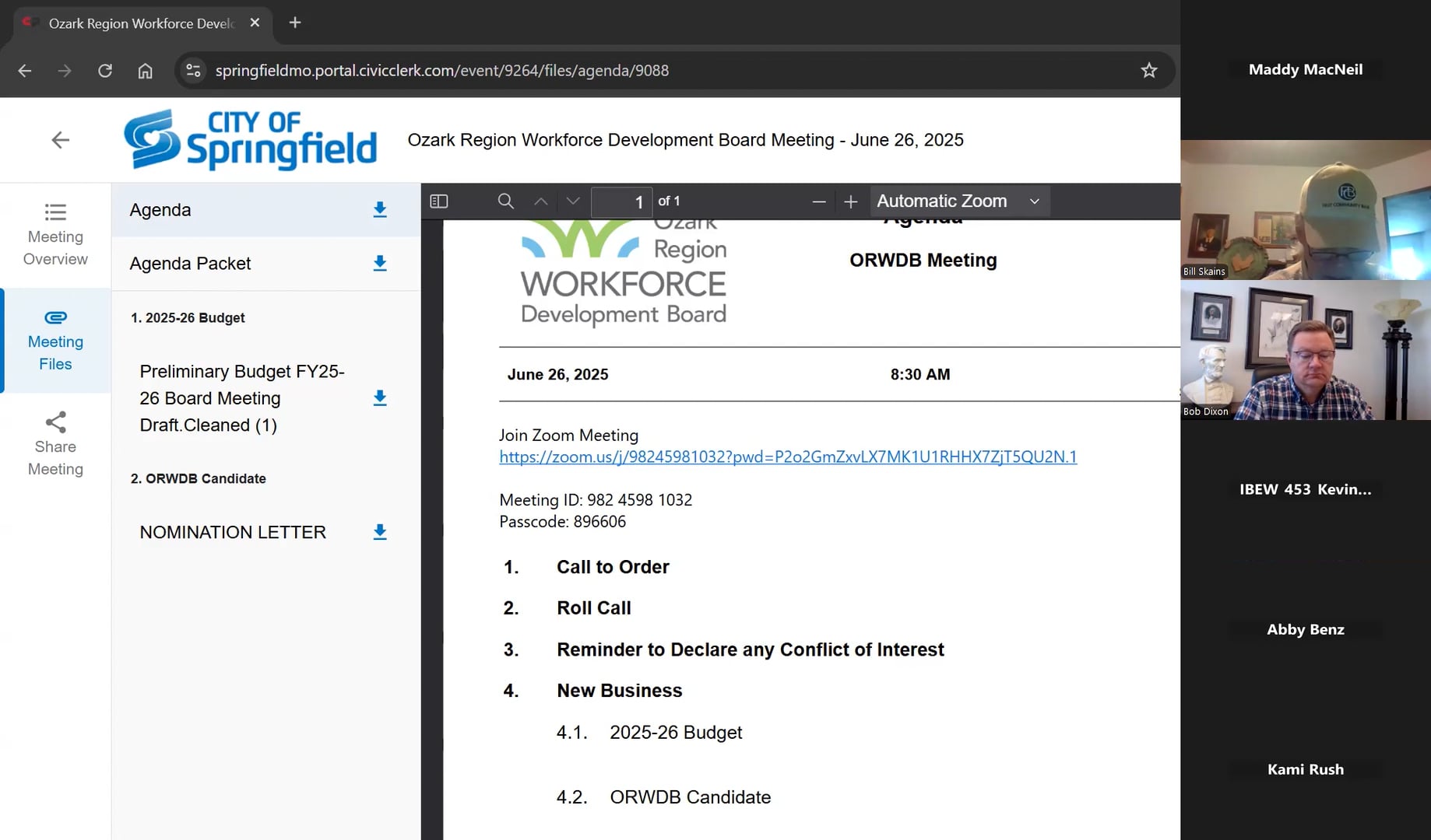 ORWDB Meeting - June 26, 2025