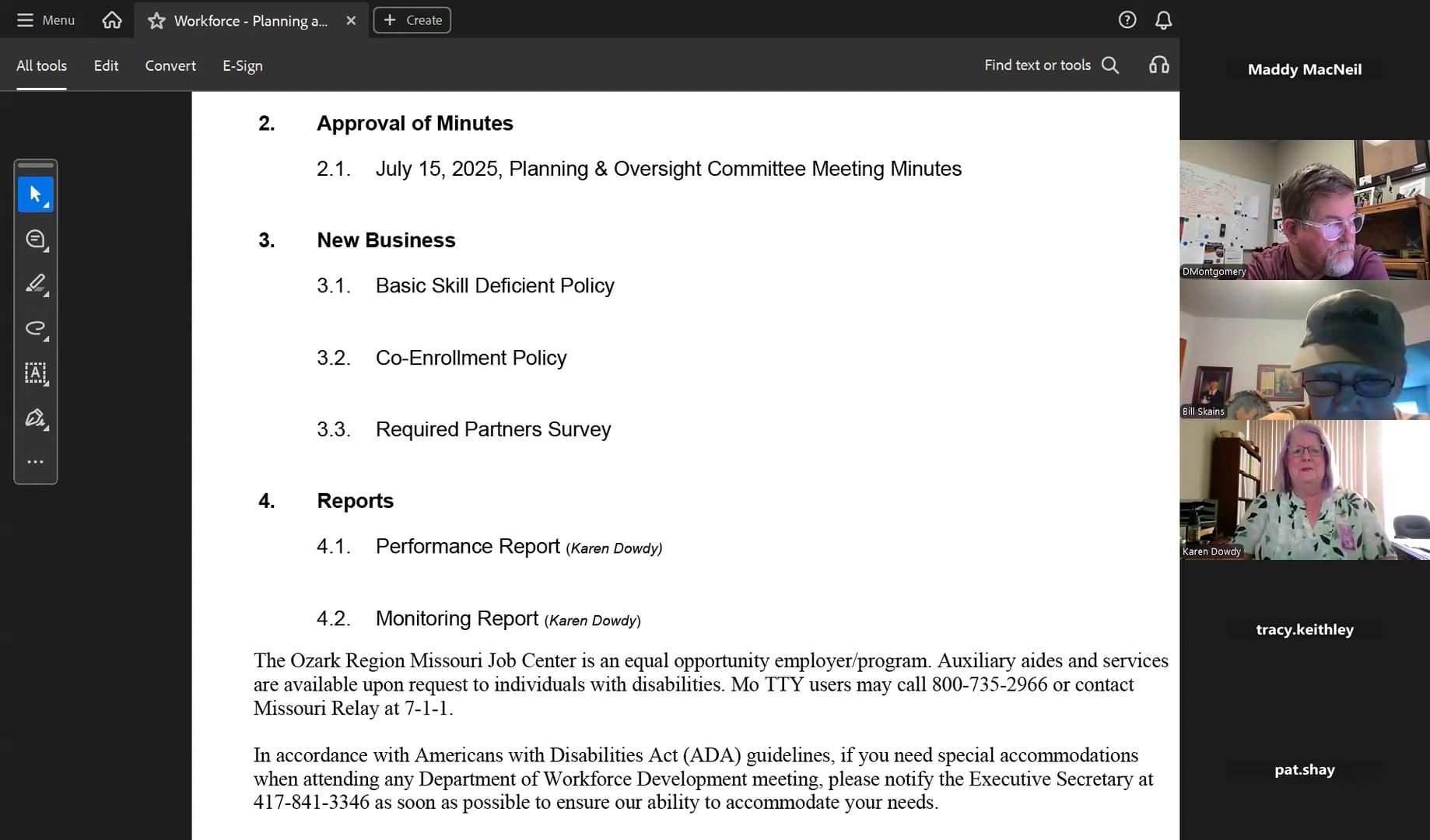 Planning & Oversight Committee Meeting - September 16, 2025