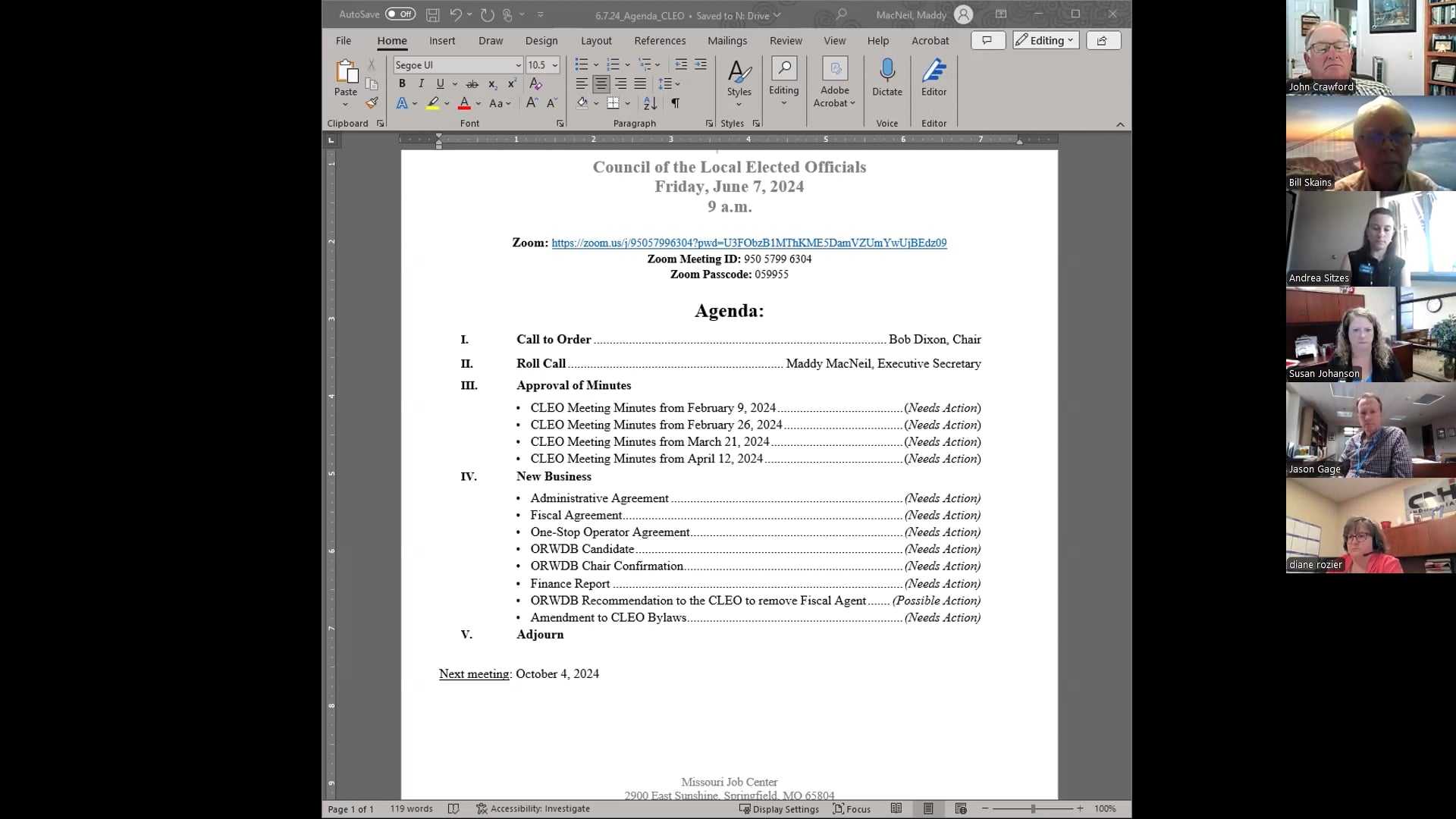 CLEO Meeting - June 7, 2024