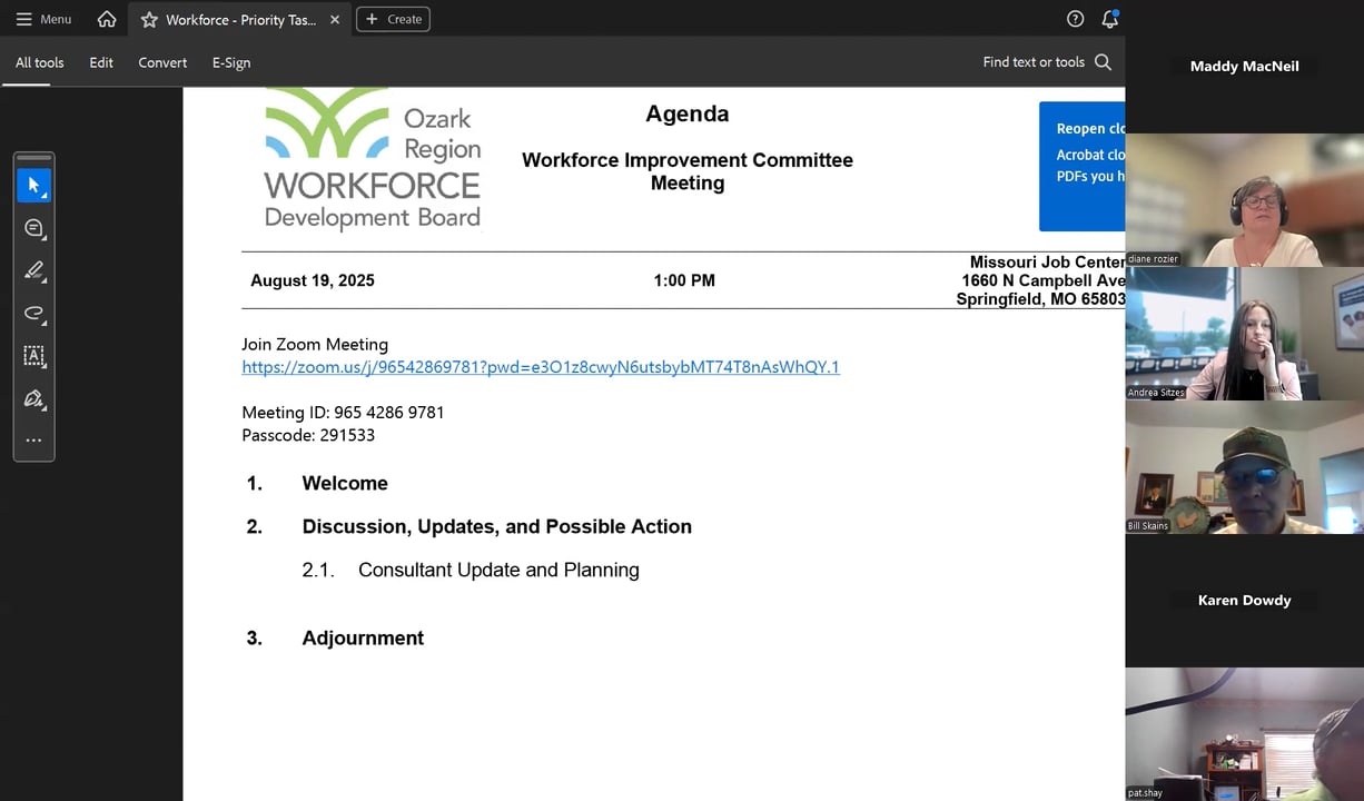Workforce  Improvement Committee Meeting - August 19, 2025