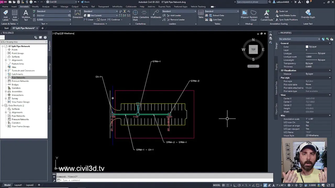 07 Split Pipe Network - Pipe Network Essentials - CIVIL3D.TV