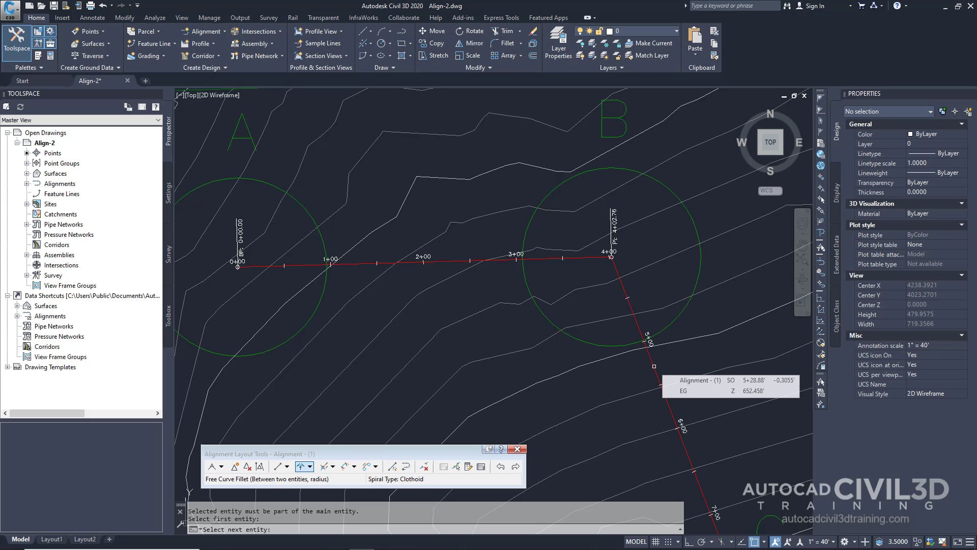 03 Adding Free Curves and Spirals to an Alignment