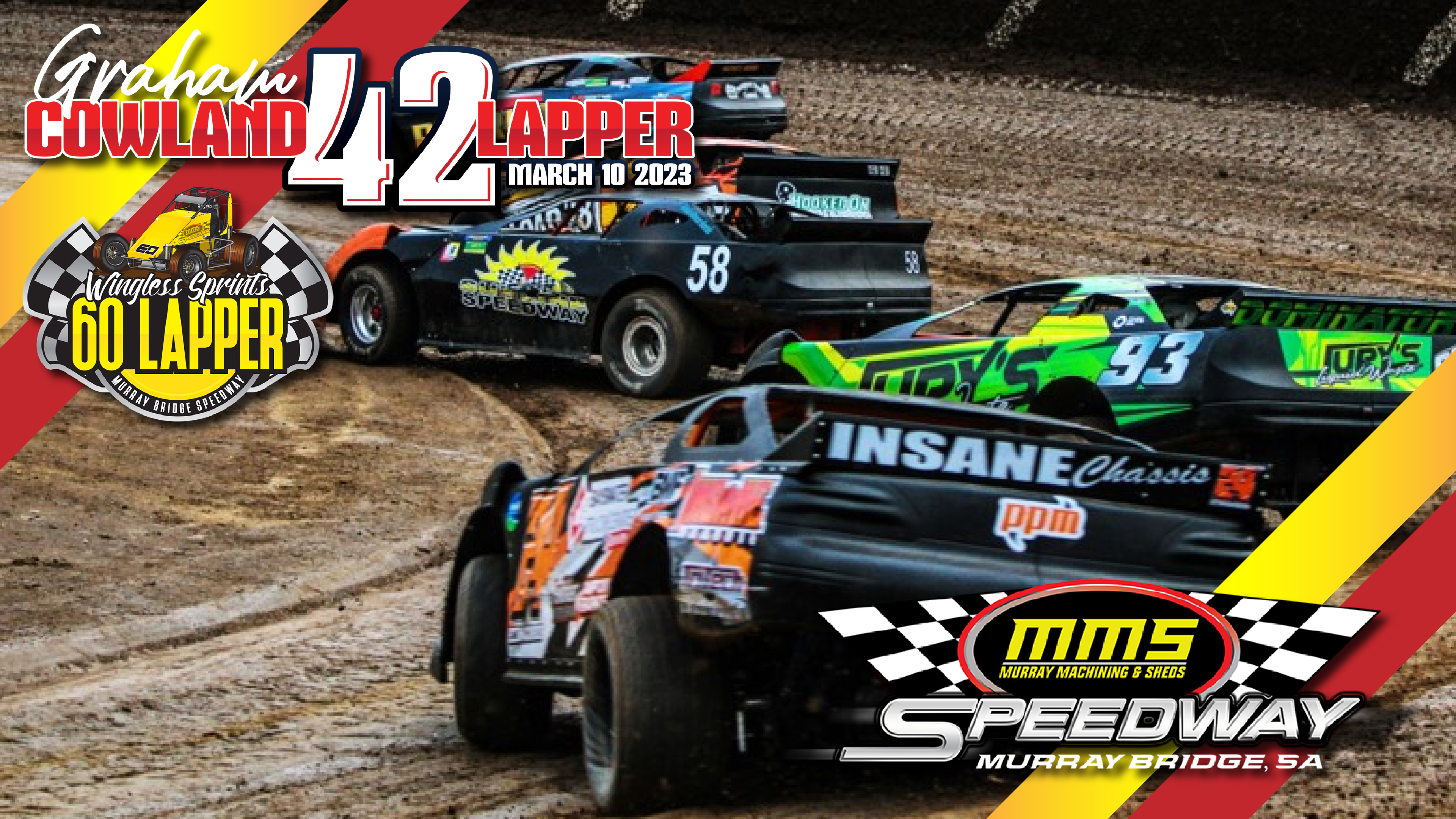 10th Mar 2023 | Murray Bridge - Super Sedans 42 Cowland & Wingless Sprints 60