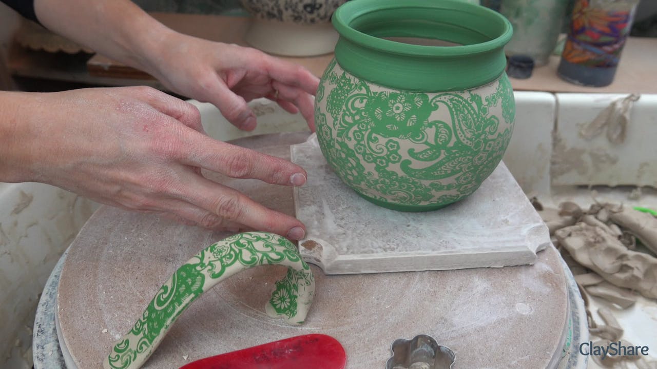 UnderglazeTransferThrownMug09AttachHandle Using Underglaze