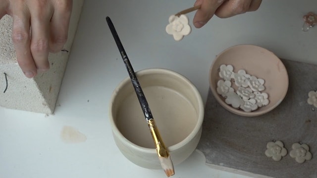 Flower Earrings 06 Glazing and Firing