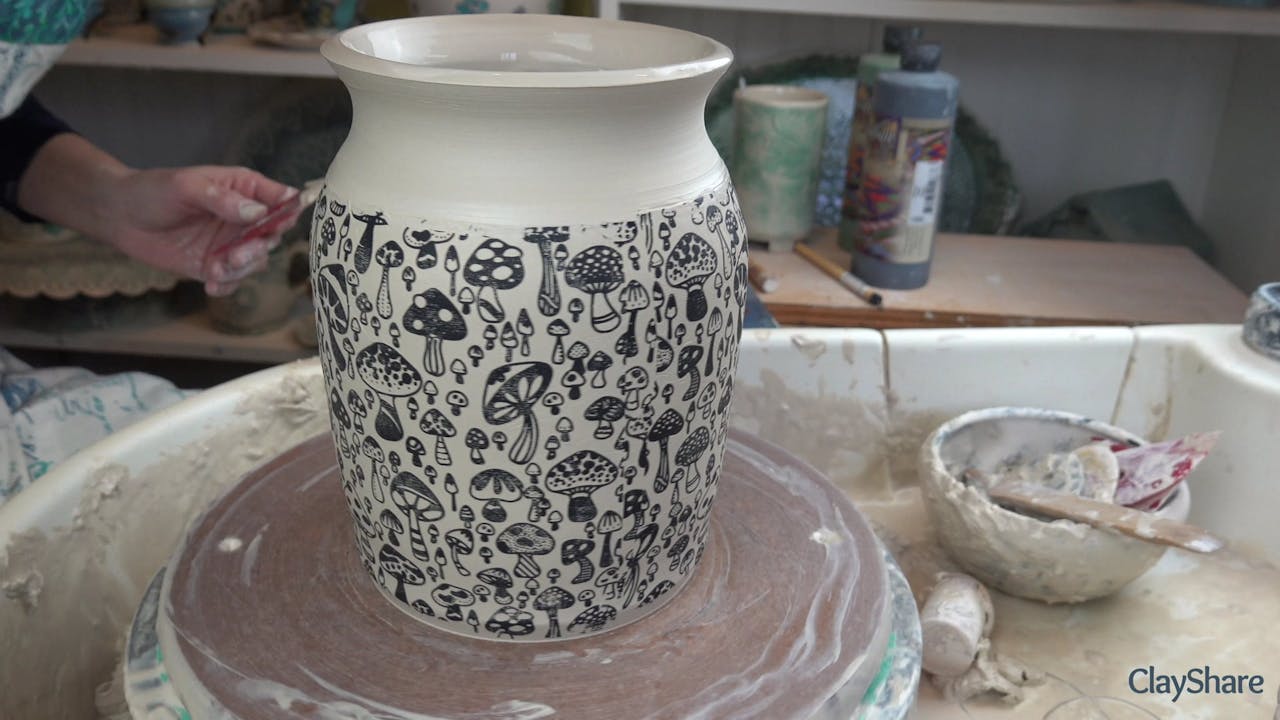 UnderglazeThrown05ShapingForm Using Underglaze Transfers on