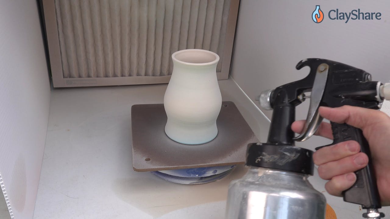 SprayGlaze02ClearVase Spraying Glaze ClayShare Online Pottery