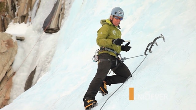 Ice Climbing: 12. Hooking the Lead Rope on the Ice Tool