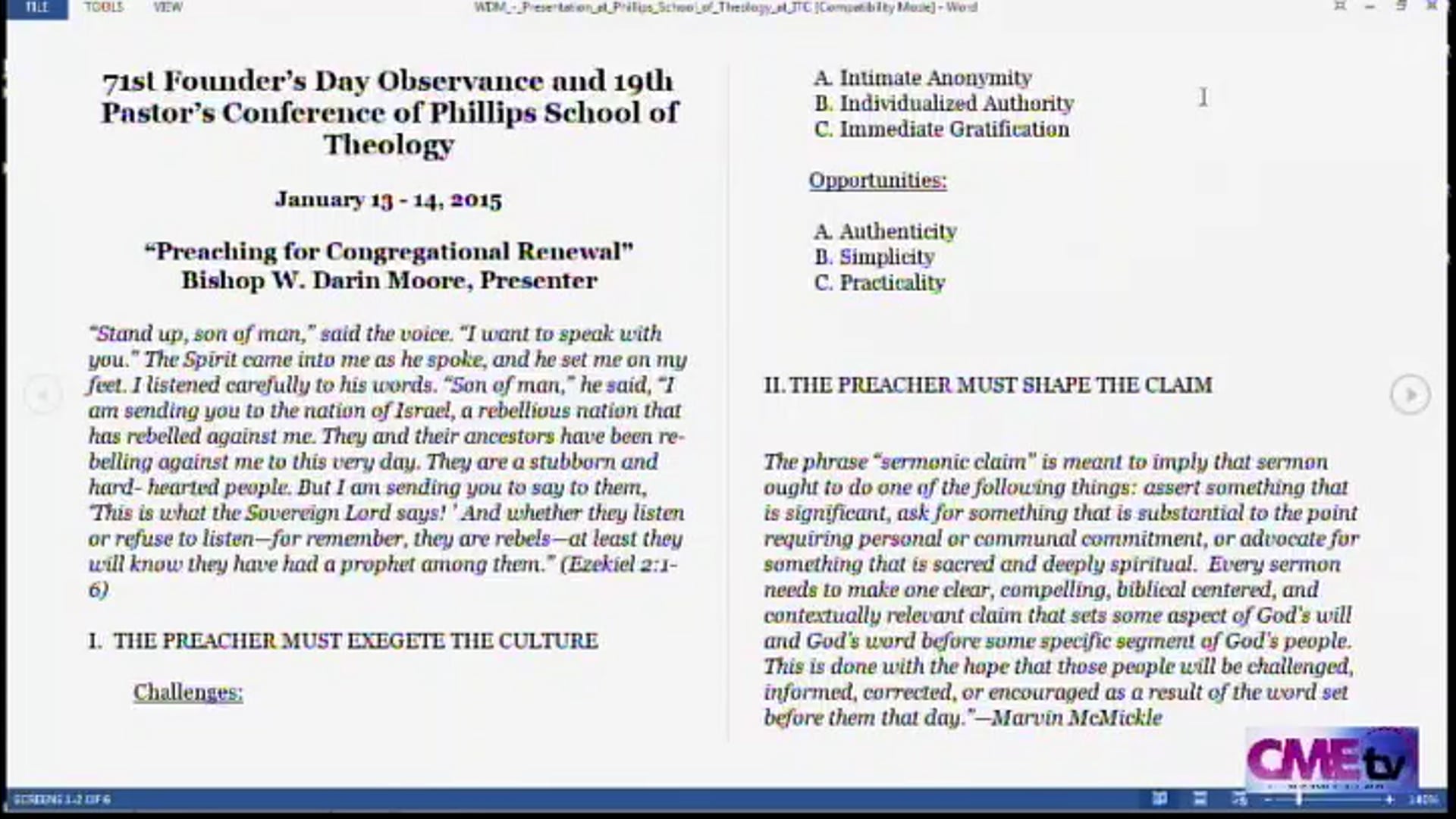 Pastors Conference 2015 - Bishop W. Darwin Moore 