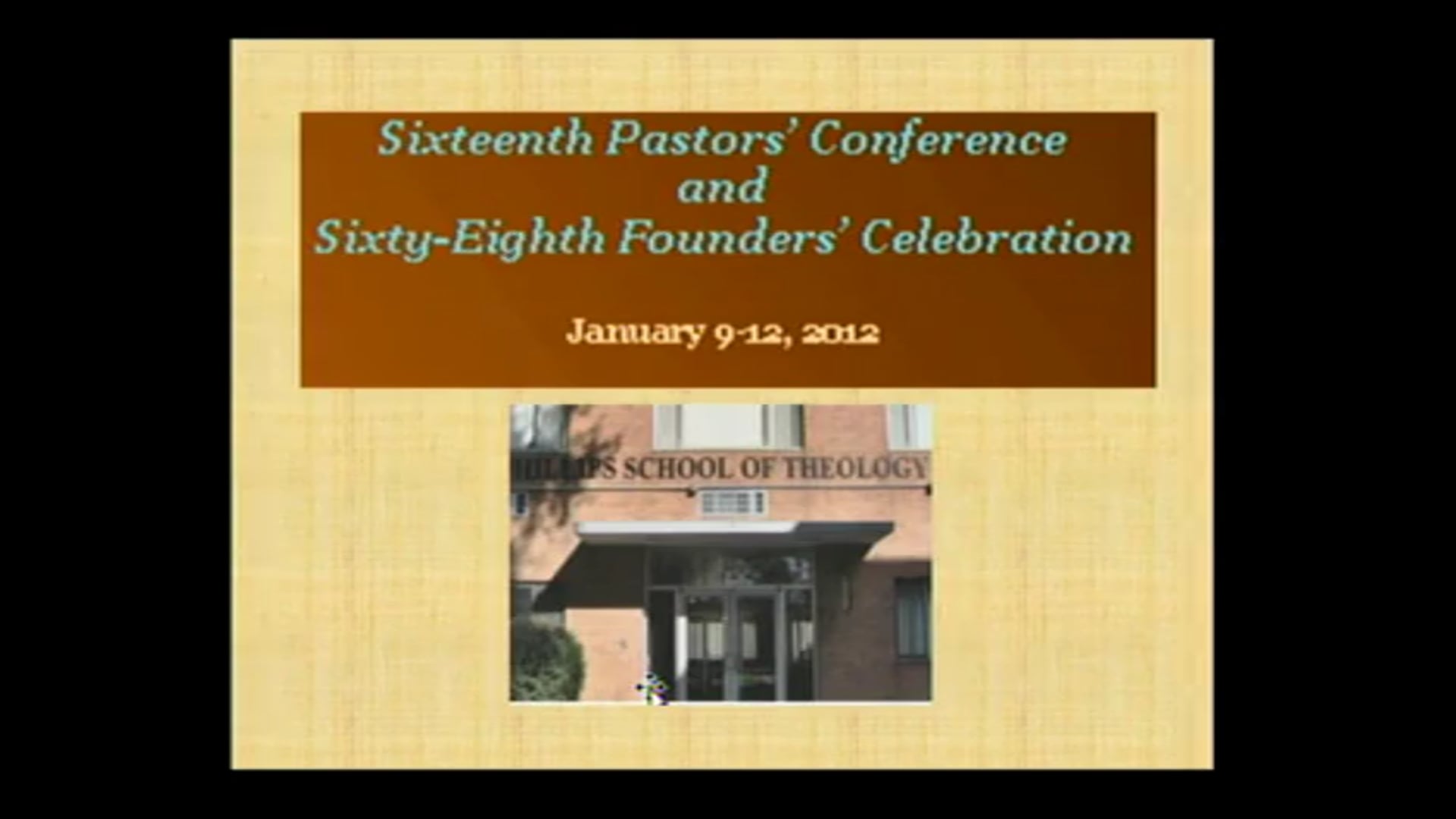 2012 Pastors Conference - Bible Study (Slater) Part 1