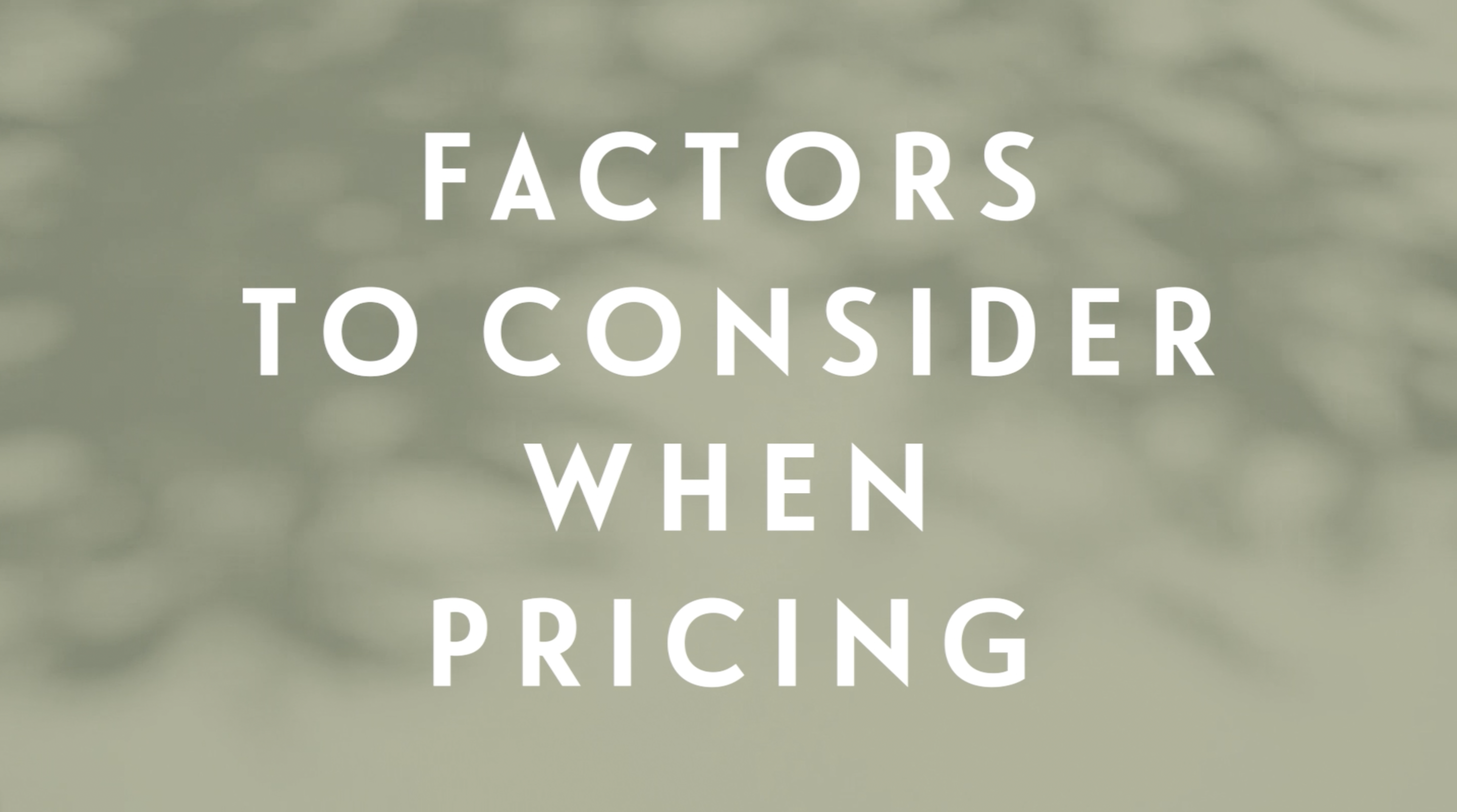 0100 | Factors to Consider when Pricing