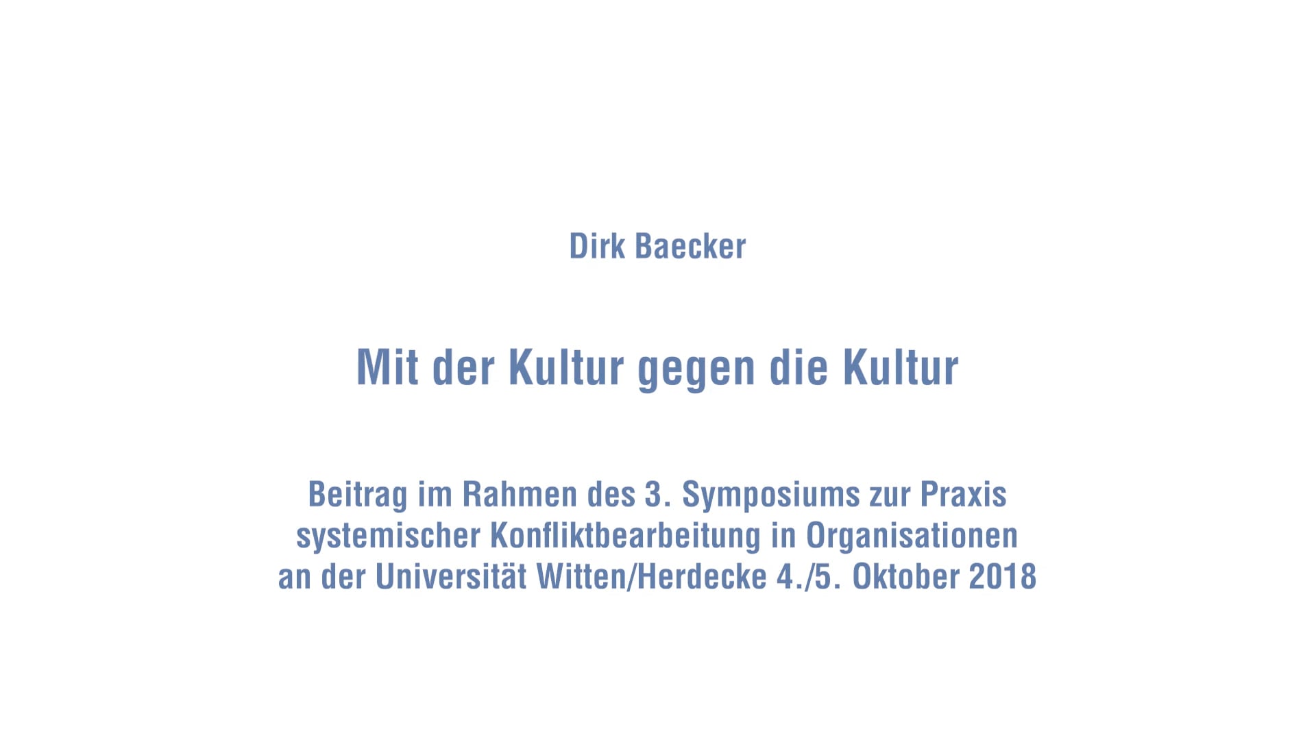 Mit der Kultur gegen die Kultur