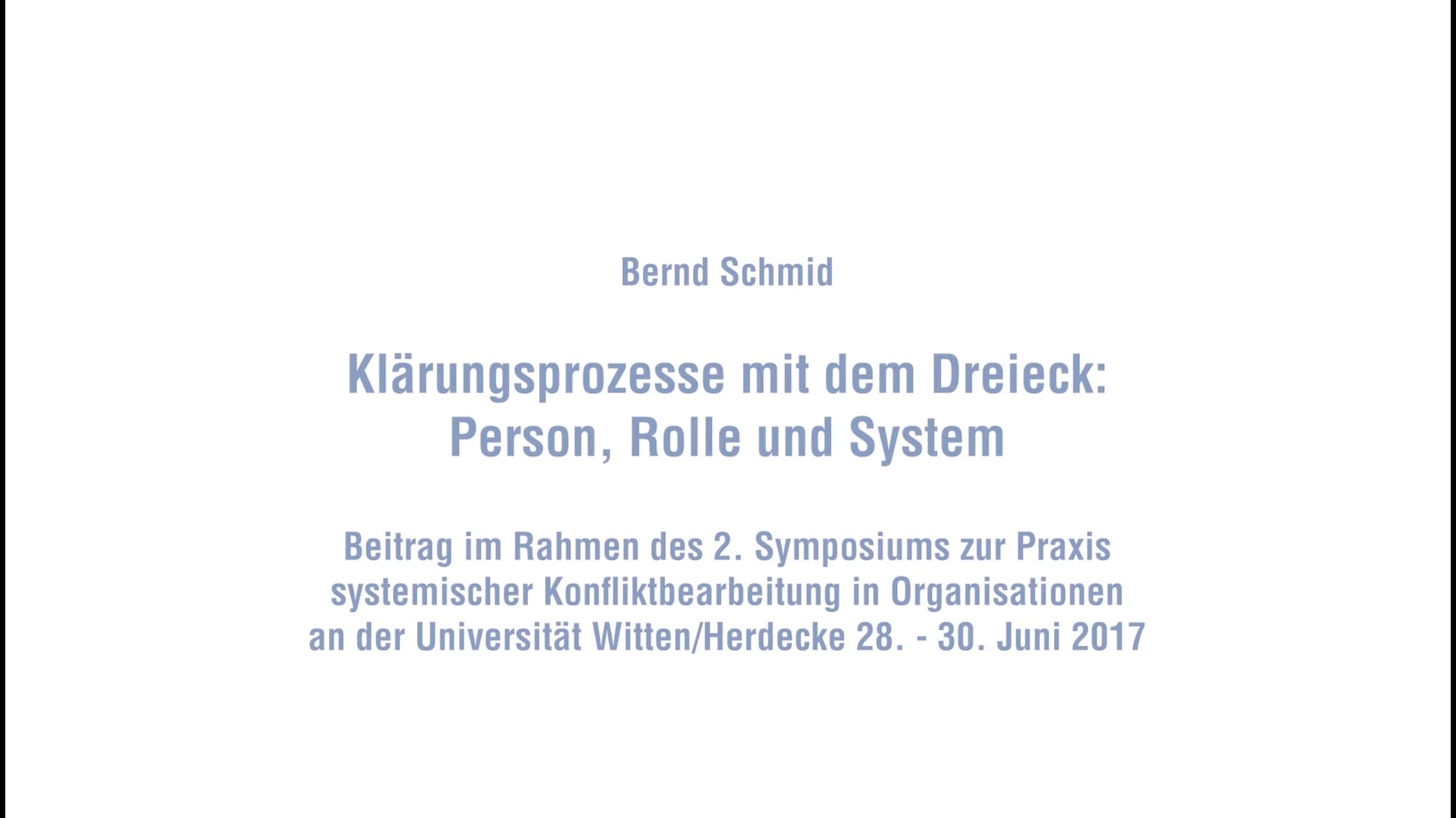 Klärungsprozesse mit dem Dreieck - Person, Rolle und System